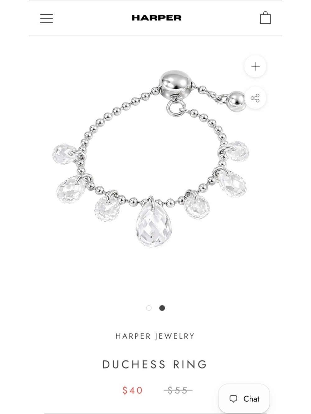 Harper Duchess ring with crystal charms